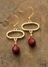 Boho Earrings, Dangle Earrings, Ellipse Red Jaspers